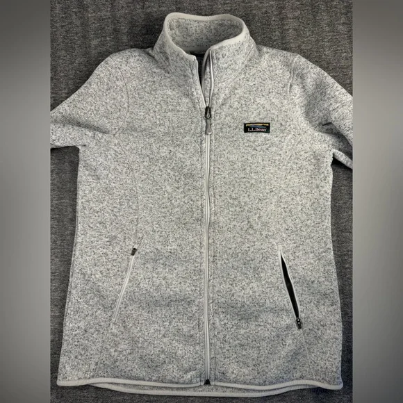 Womens L.L. Bean Pewter Gray Full Zip Fleece Sweater Jacket Large - Picture 2 of 6